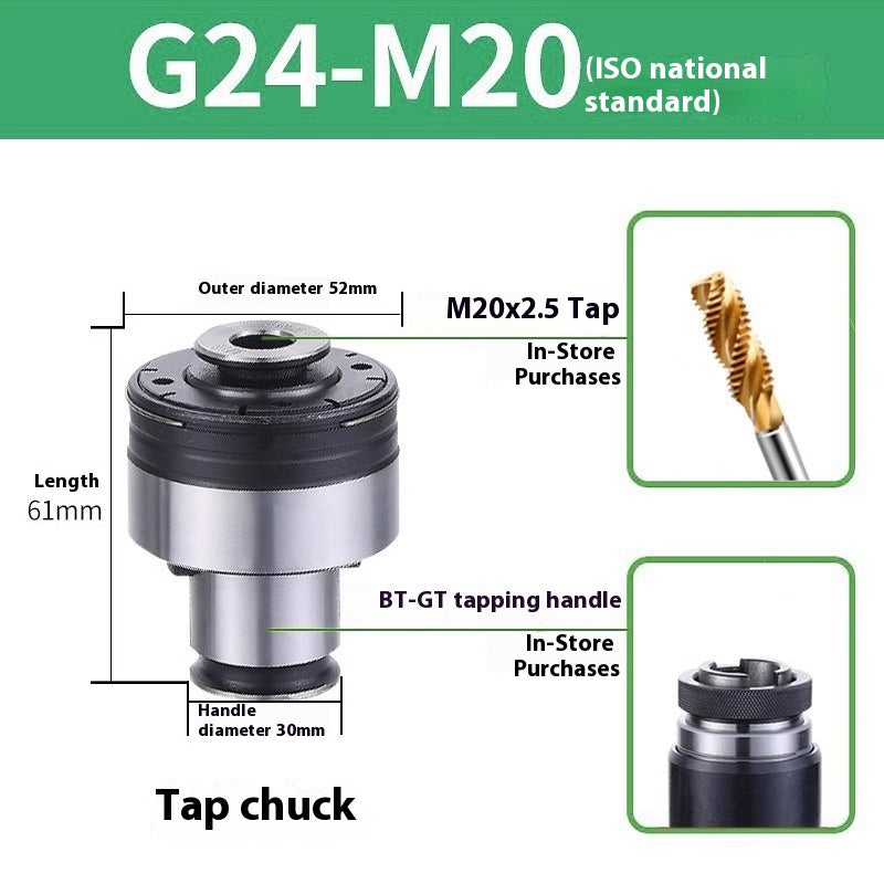 1078-BT40 toolholder CNC machining center CNC tool tapping tapping floating telescopic overload protection G12 collet 24 Shandong Denso Pricision Tools Co.,Ltd.